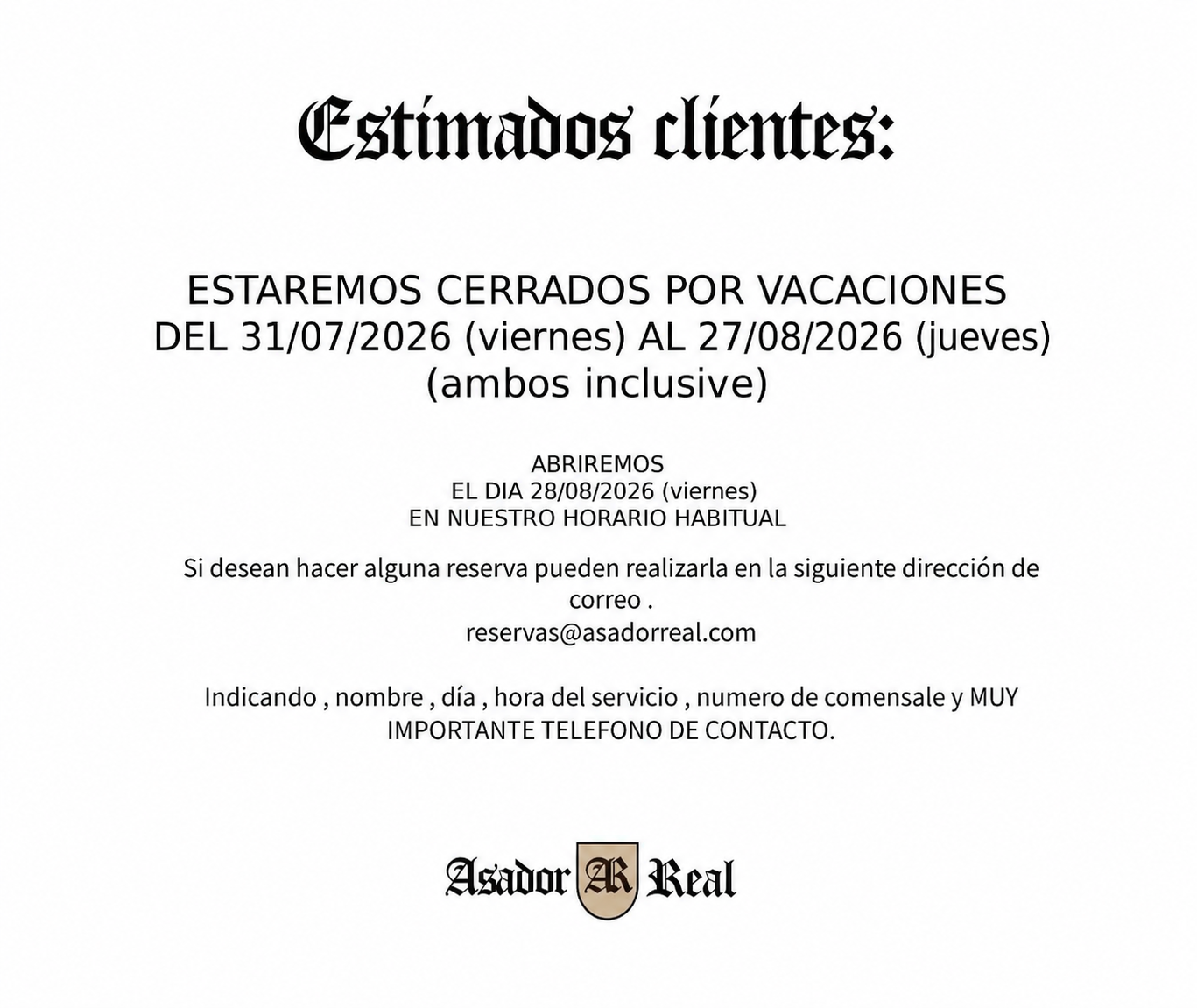 Cerrado por vacaciones
